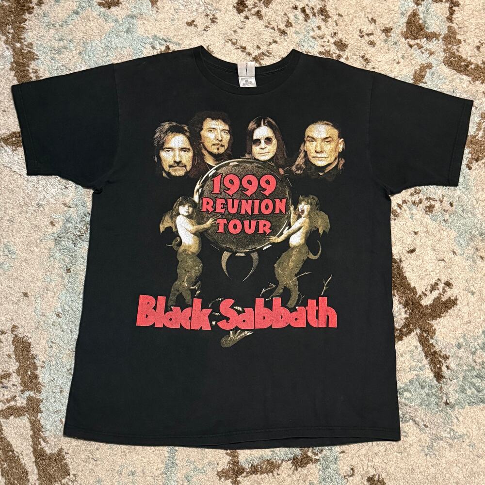 Vintage 1999 Black Sabbath Reunion Tour Shirt with Pantera XL Metal Band Tee